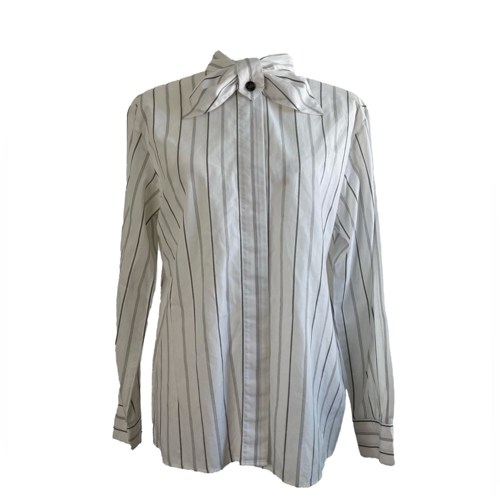 Vintage 80’s JH Collectibles Striped White Women's Tie Top